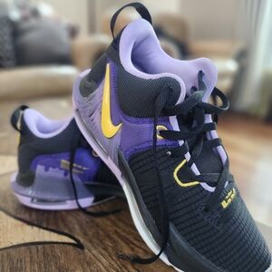 Nike Black and Purple Sneakers with Yellow Accents